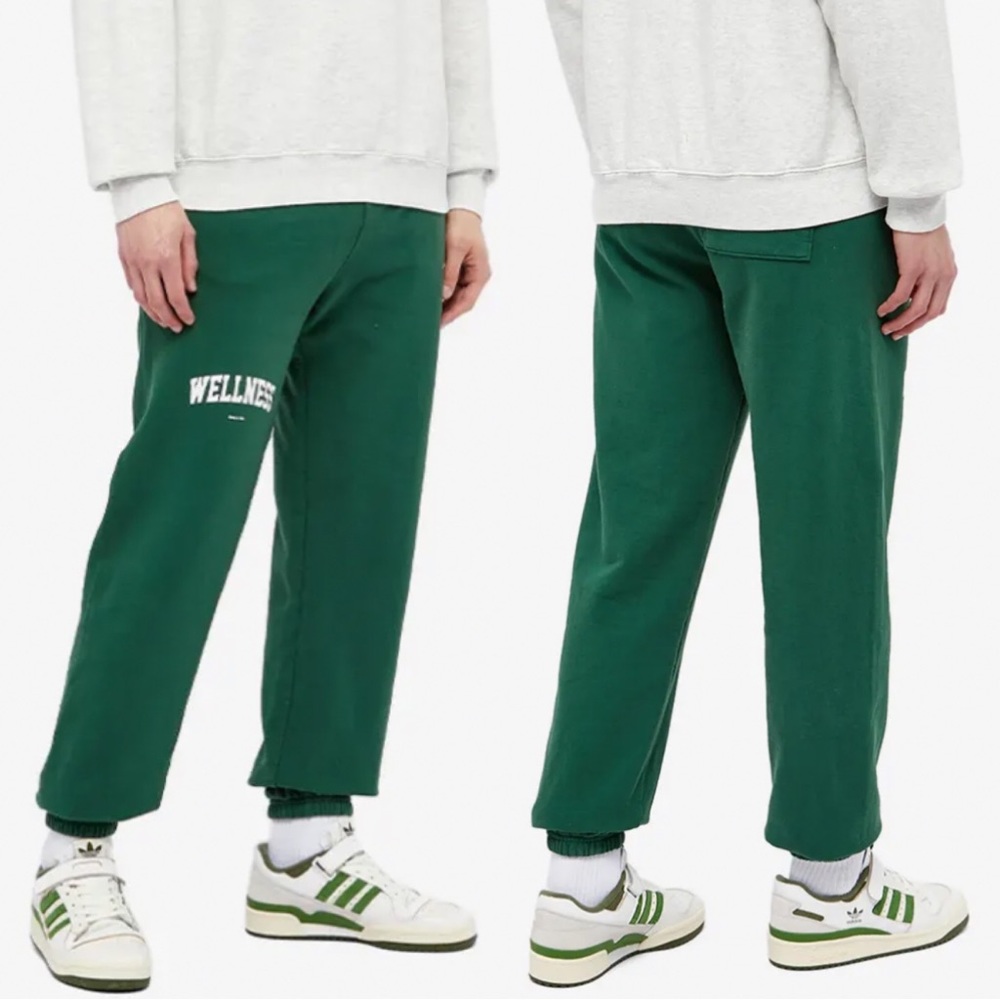 Sporty and Rich Wellness Ivy Sweat Pant Racing Green and White 100% Cotton L